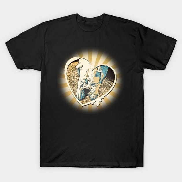 Vintage Sad White Boxer Heart T-Shirt by TAS Illustrations and More